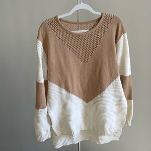 ZAFUL Sweater Beige and White Long Knitwear Size Medium zara gap